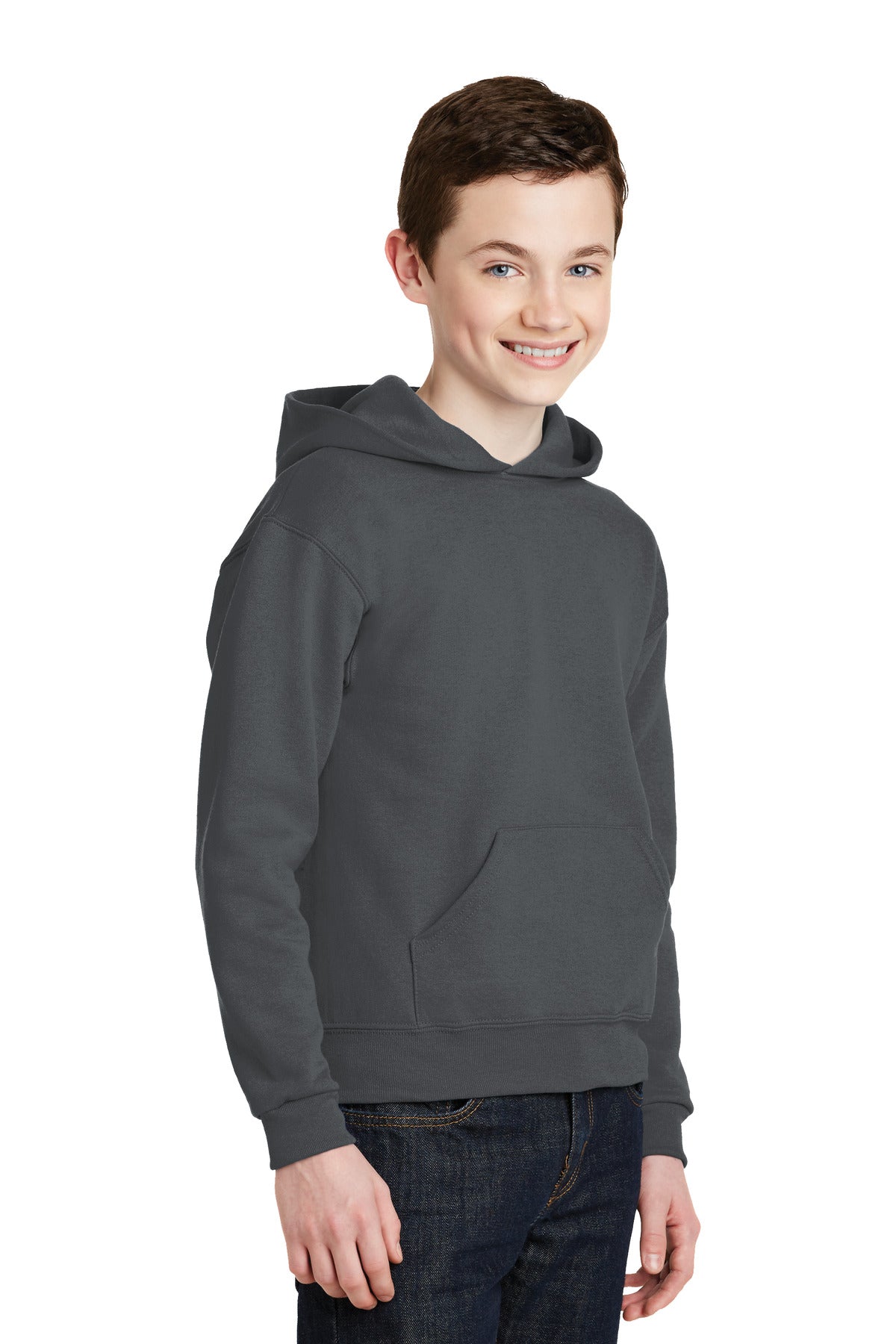 Charcoal Grey Jerzees - Youth NuBlend Pullover Hooded Sweatshirt. 996Y plain