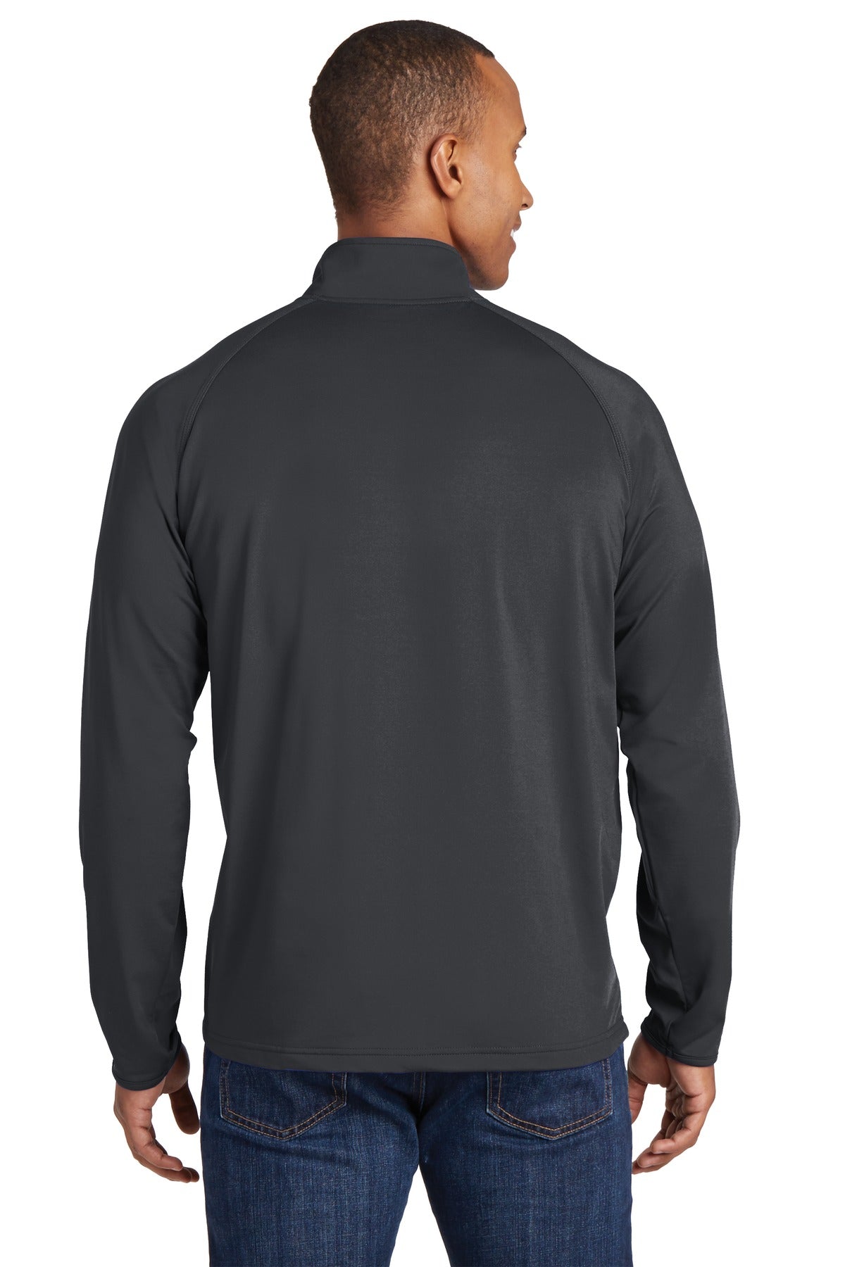 Charcoal Grey Sport-Tek Tall Sport-Wick Stretch 1/4-Zip Pullover. TST850 plain