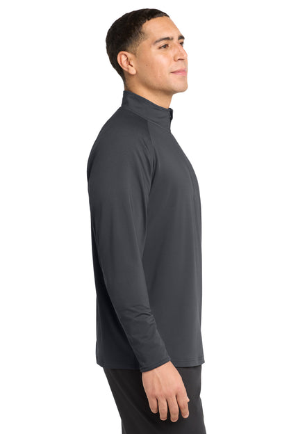 Charcoal Grey Sport-Tek Tall Sport-Wick Stretch 1/4-Zip Pullover. TST850 plain