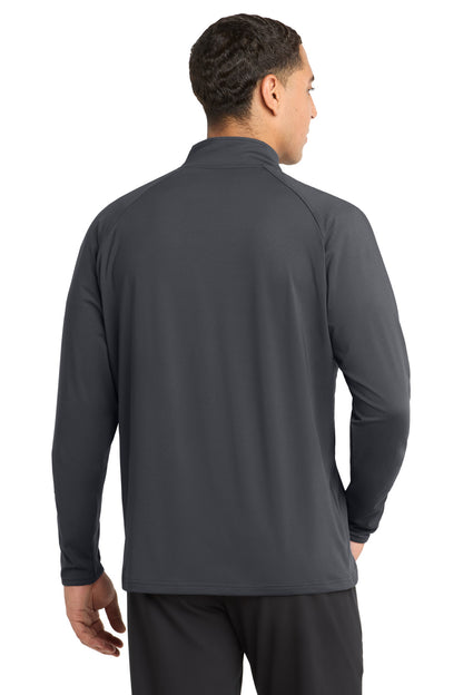 Charcoal Grey Sport-Tek Tall Sport-Wick Stretch 1/4-Zip Pullover. TST850 plain