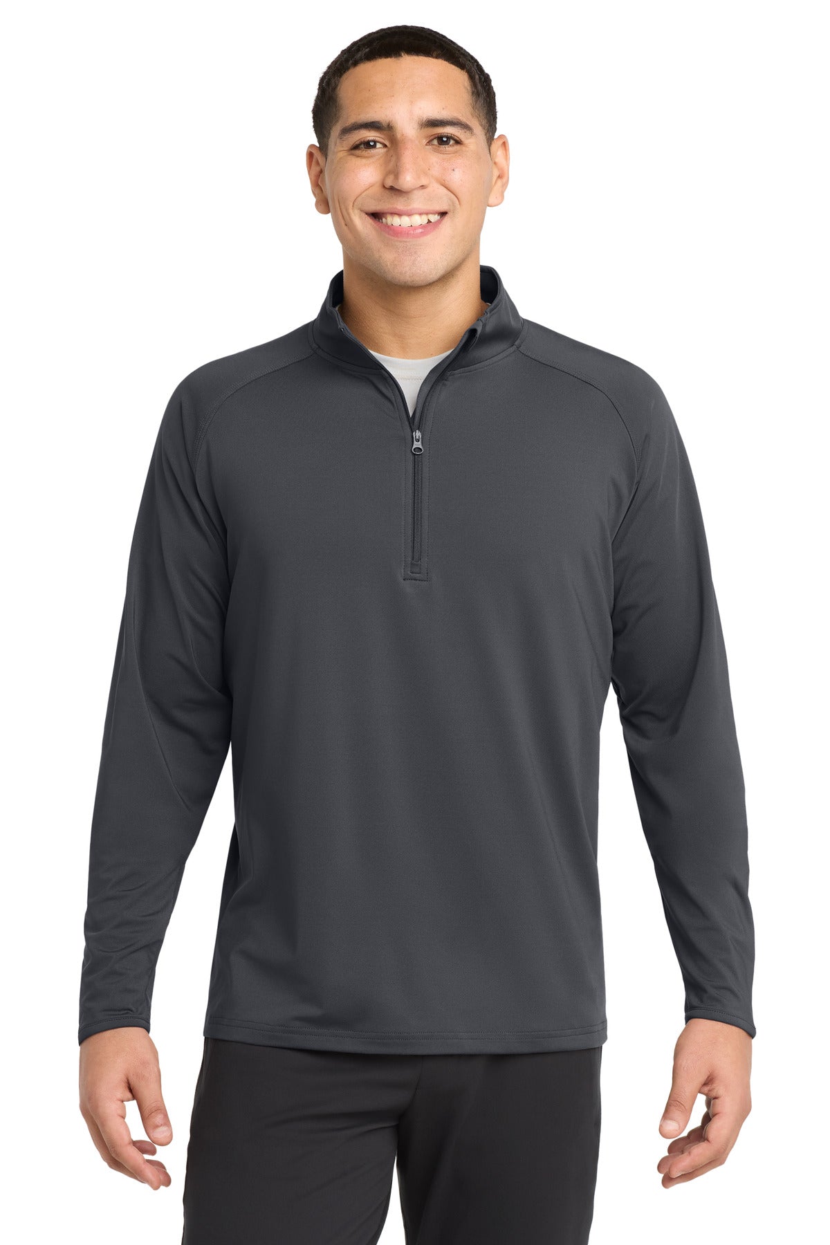 Charcoal Grey Sport-Tek Tall Sport-Wick Stretch 1/4-Zip Pullover. TST850 plain
