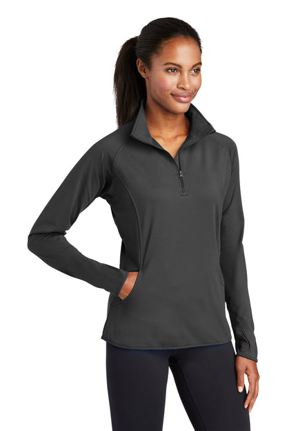 Charcoal Grey Sport-Tek Women's Sport-Wick Stretch 1/4-Zip Pullover. LST850 plain