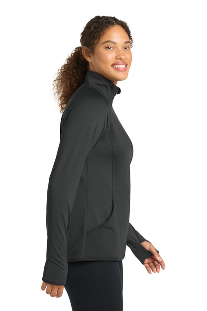 Charcoal Grey Sport-Tek Women's Sport-Wick Stretch 1/4-Zip Pullover. LST850 plain