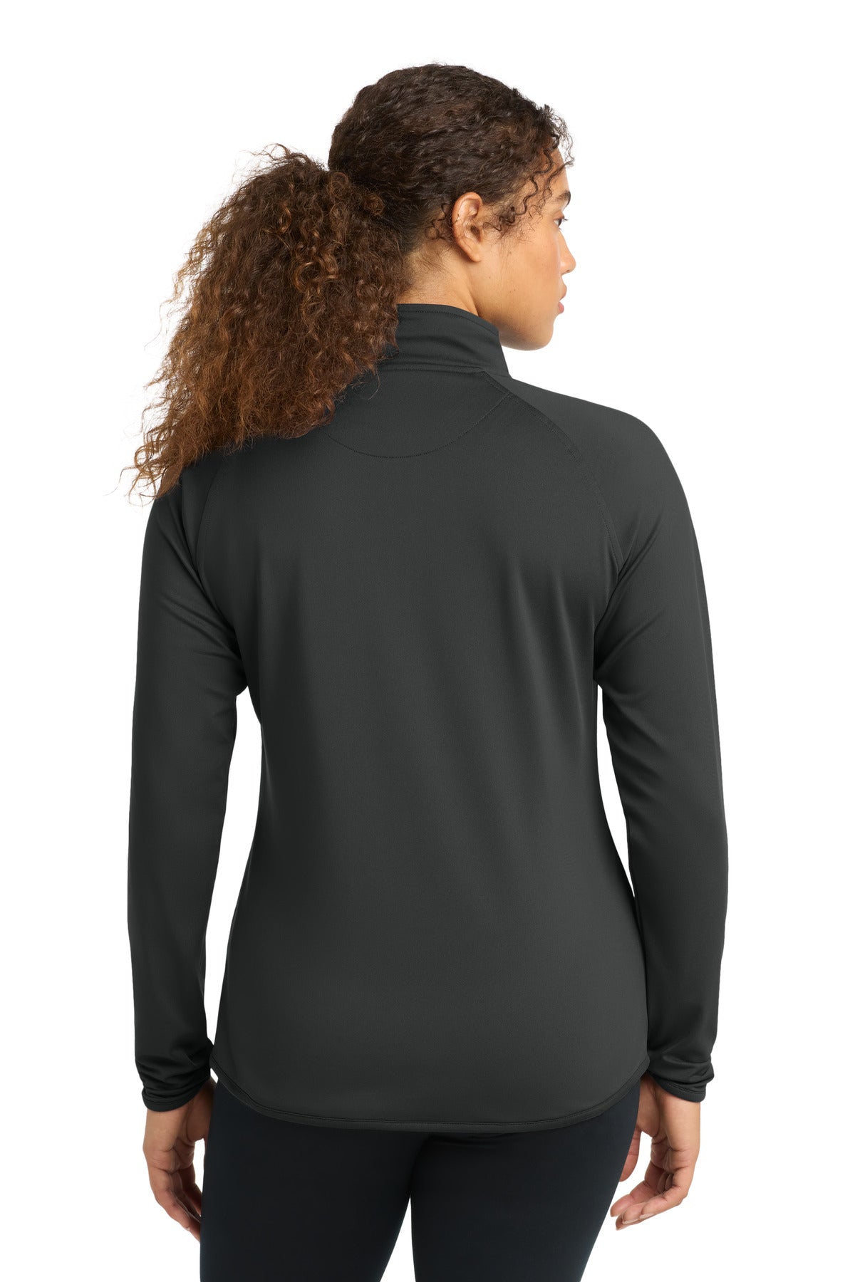 Charcoal Grey Sport-Tek Women's Sport-Wick Stretch 1/4-Zip Pullover. LST850 plain
