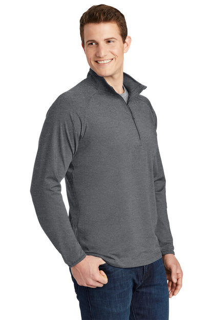 Charcoal Gy He Sport-Tek Sport-Wick Stretch 1/4-Zip Pullover. ST850 plain