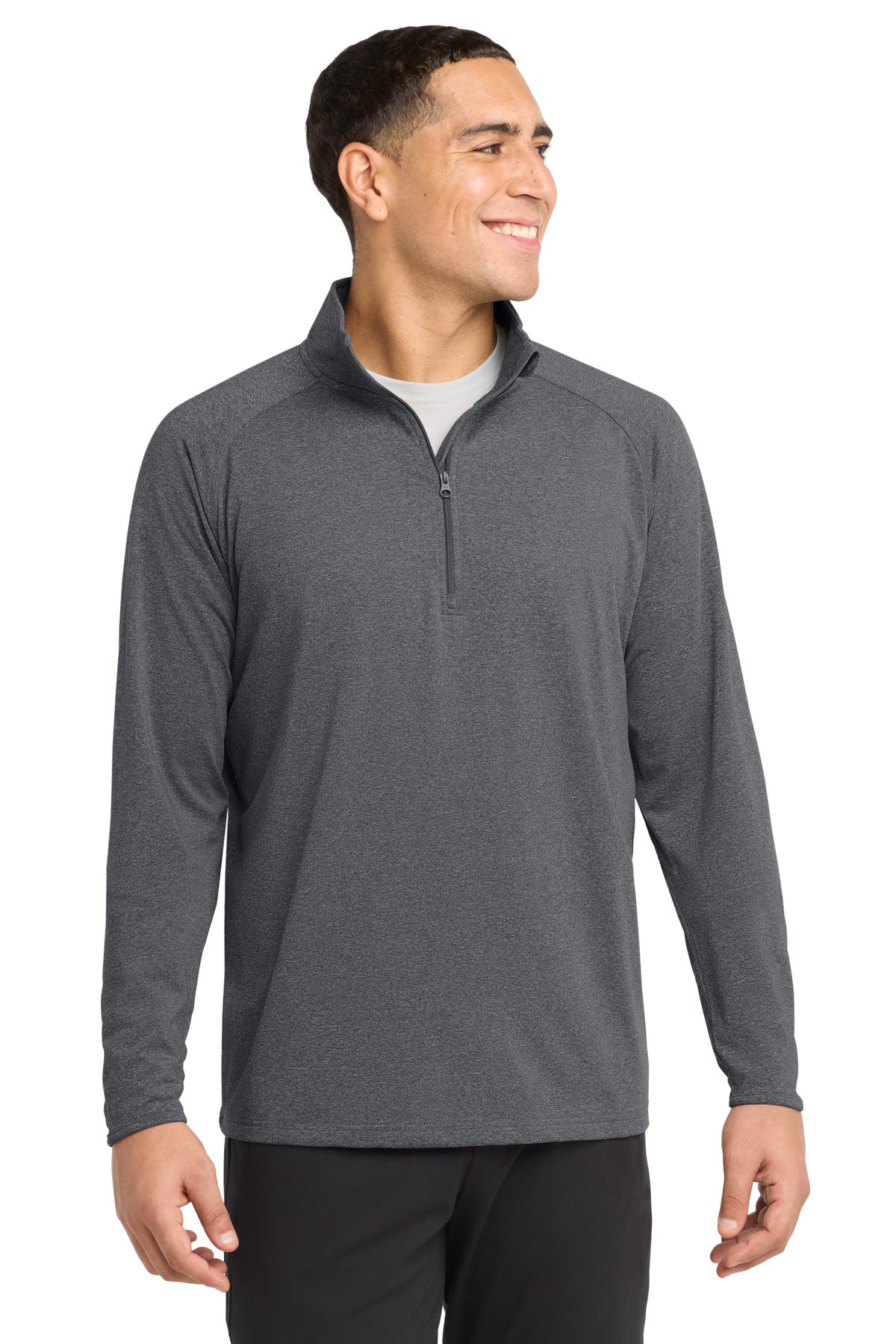 Charcoal Gy He Sport-Tek Tall Sport-Wick Stretch 1/4-Zip Pullover. TST850 plain