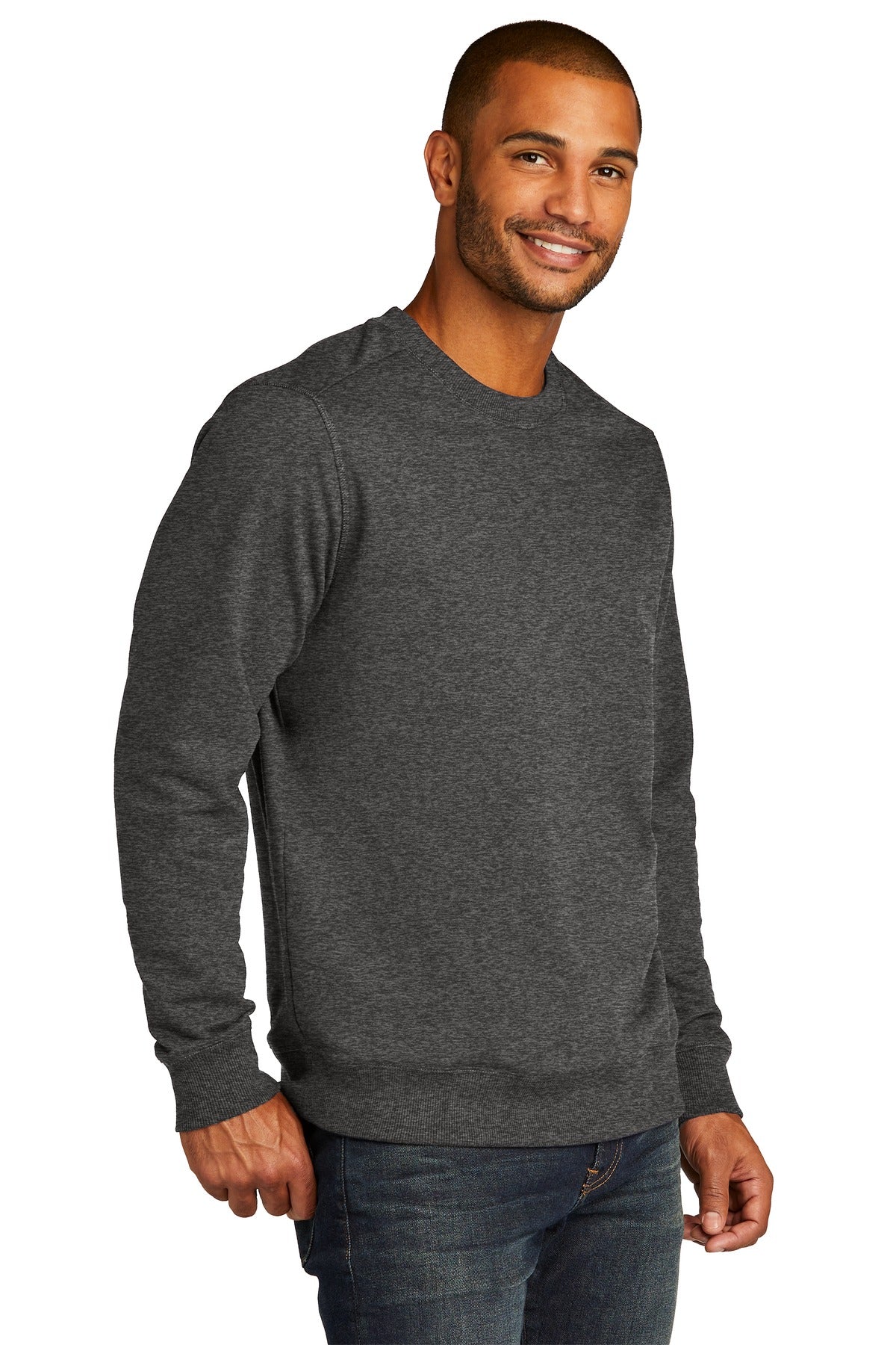 Charcoal Hthr District Re-Fleece Crew DT8104 plain