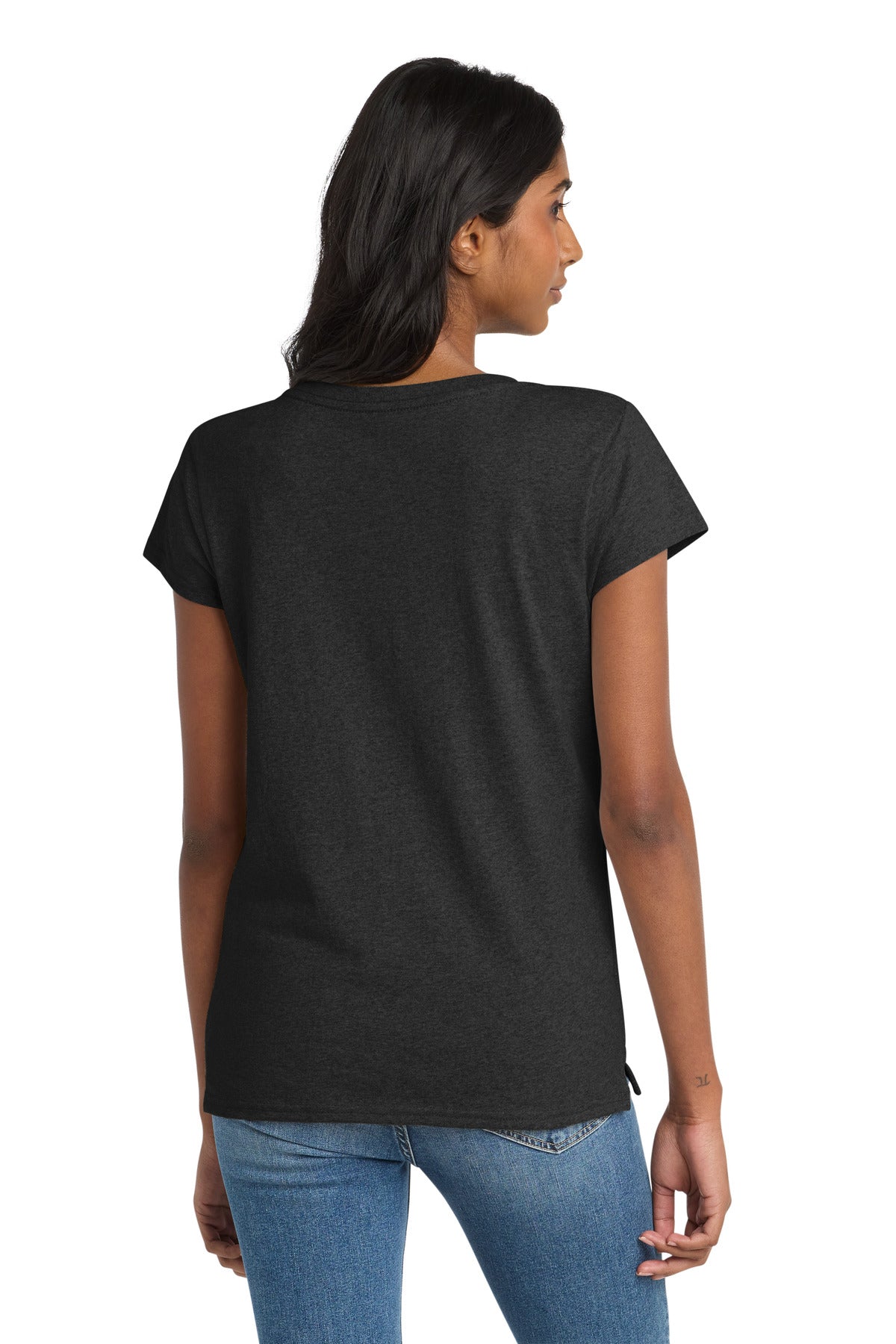 Charcoal Hthr District Women's Re-Tee V-Neck DT8001 plain