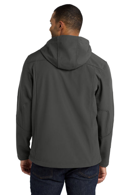 Charcoal Port Authority Textured Hooded Soft Shell Jacket. J706 plain