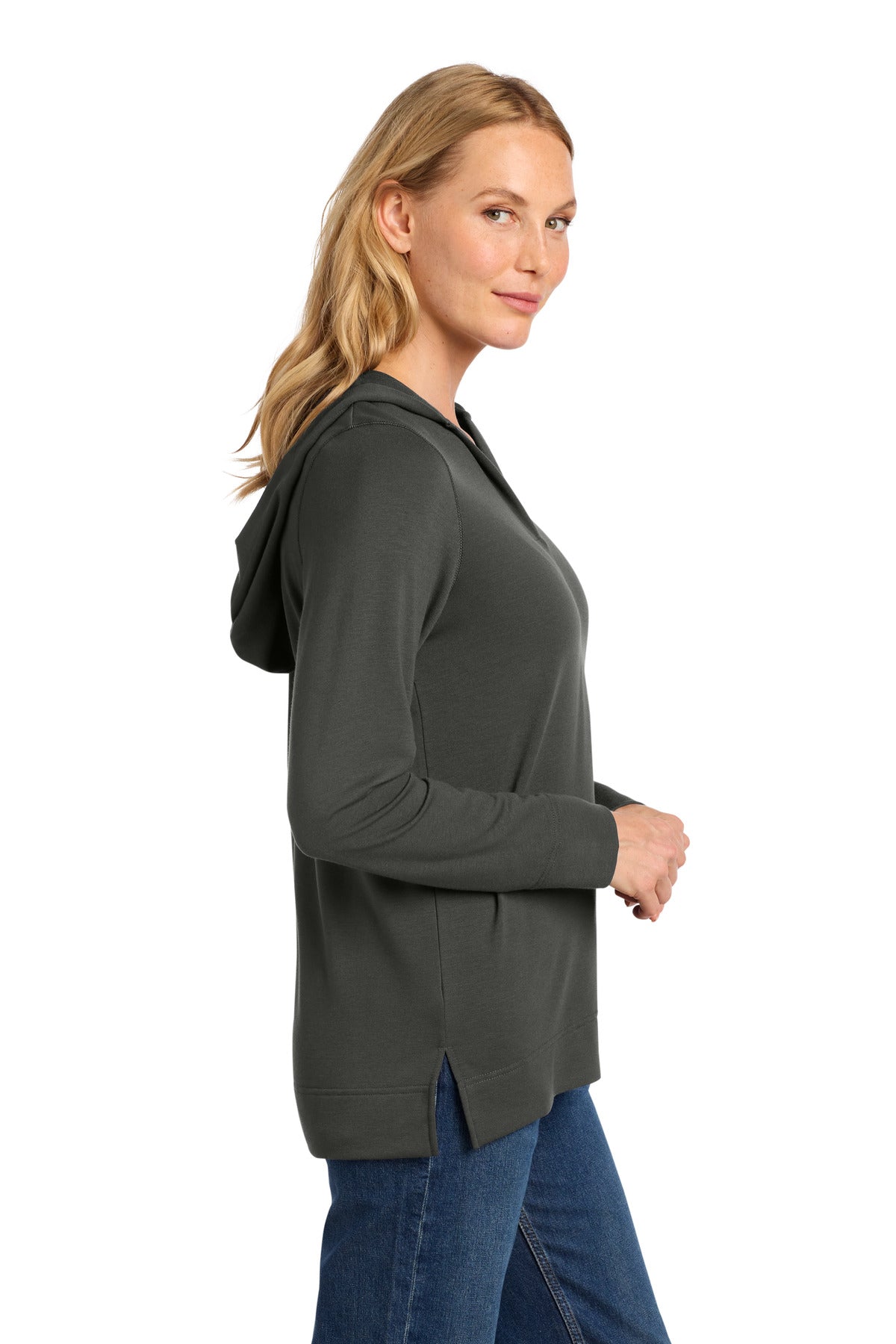 Charcoal Port Authority Women's Microterry Pullover Hoodie LK826 plain