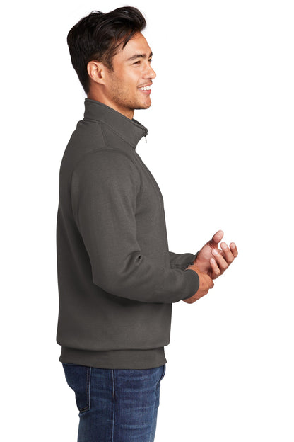 Charcoal Port & Co Core Fleece 1/4-Zip Pullover Sweatshirt PC78Q