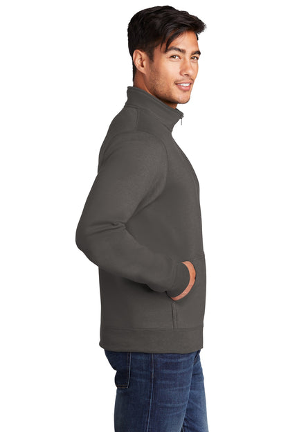 Charcoal Port & Co Core Fleece Cadet Full-Zip Sweatshirt PC78FZ plain