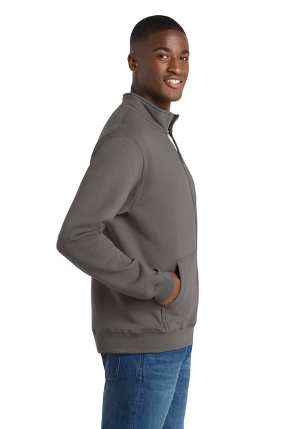 Charcoal Port & Co Core Fleece Cadet Full-Zip Sweatshirt PC78FZ plain