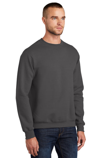 Charcoal Port & Co Essential Fleece Crewneck Sweatshirt. PC90 plain