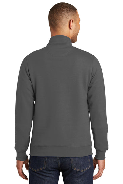 Charcoal Port & Co Fan Favorite Fleece 1/4-Zip Pullover Sweatshirt. PC850Q plain