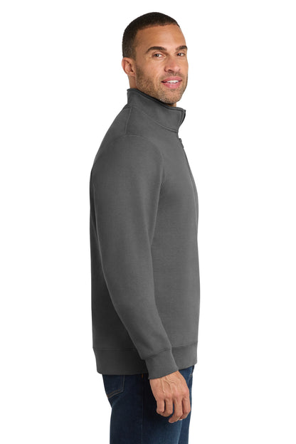 Charcoal Port & Co Fan Favorite Fleece 1/4-Zip Pullover Sweatshirt. PC850Q plain