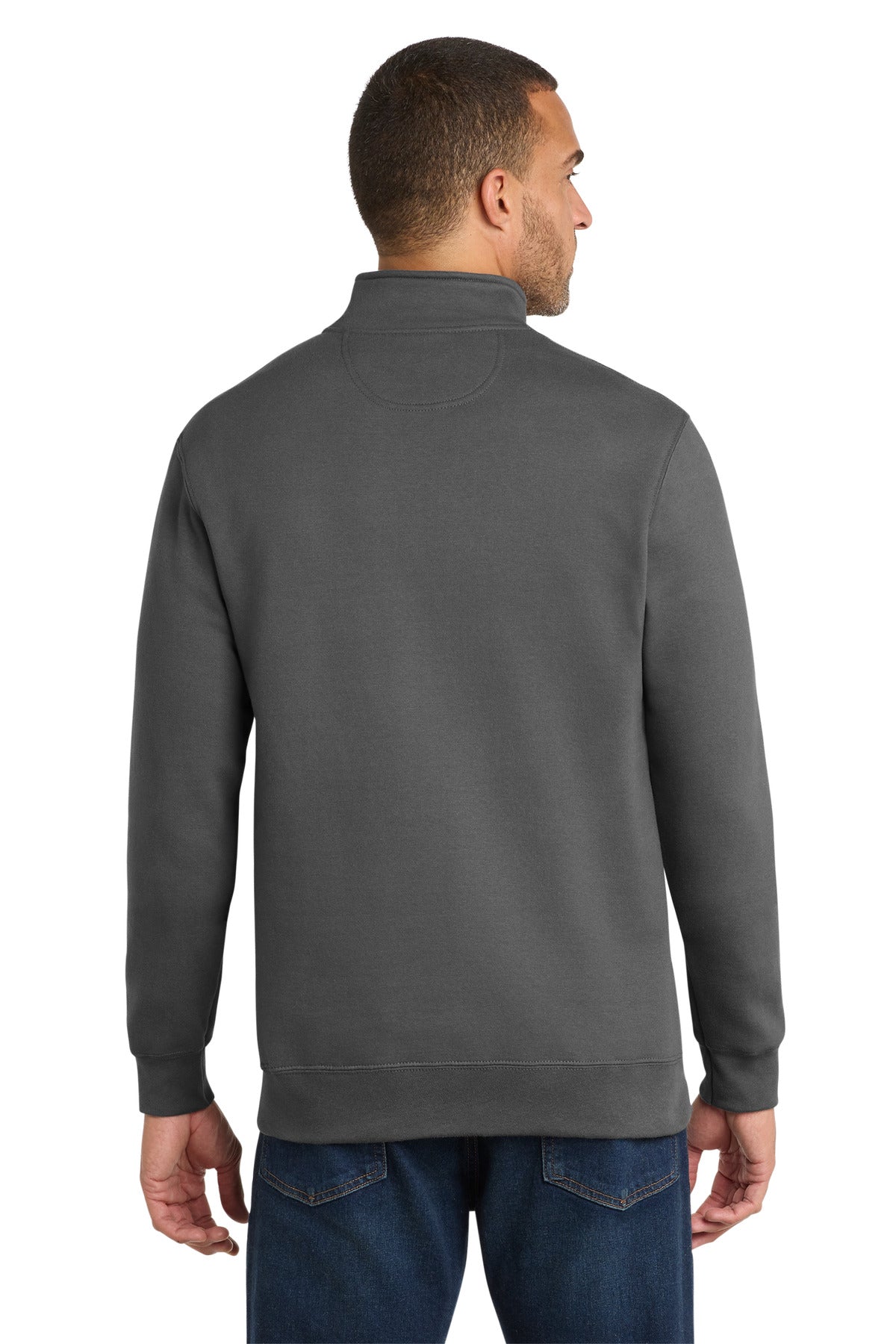 Charcoal Port & Co Fan Favorite Fleece 1/4-Zip Pullover Sweatshirt. PC850Q plain