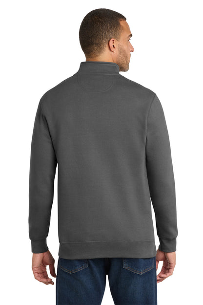 Charcoal Port & Co Fan Favorite Fleece 1/4-Zip Pullover Sweatshirt. PC850Q plain