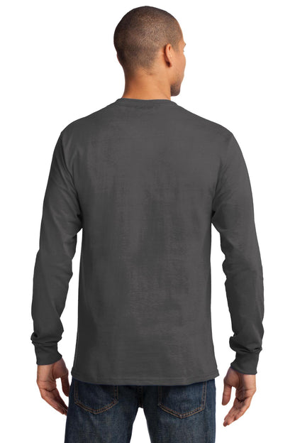 Charcoal Port & Co Long Sleeve Essential Tee. PC61LS plain