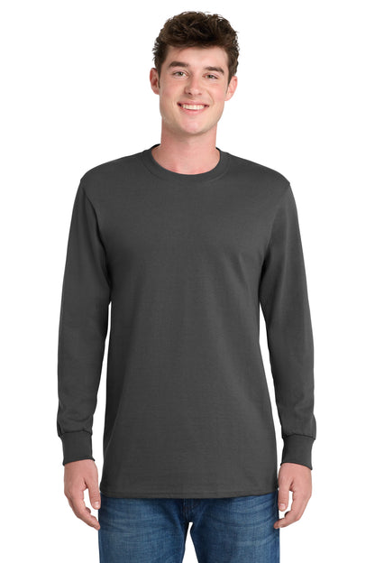Charcoal Port & Co Long Sleeve Essential Tee. PC61LS plain