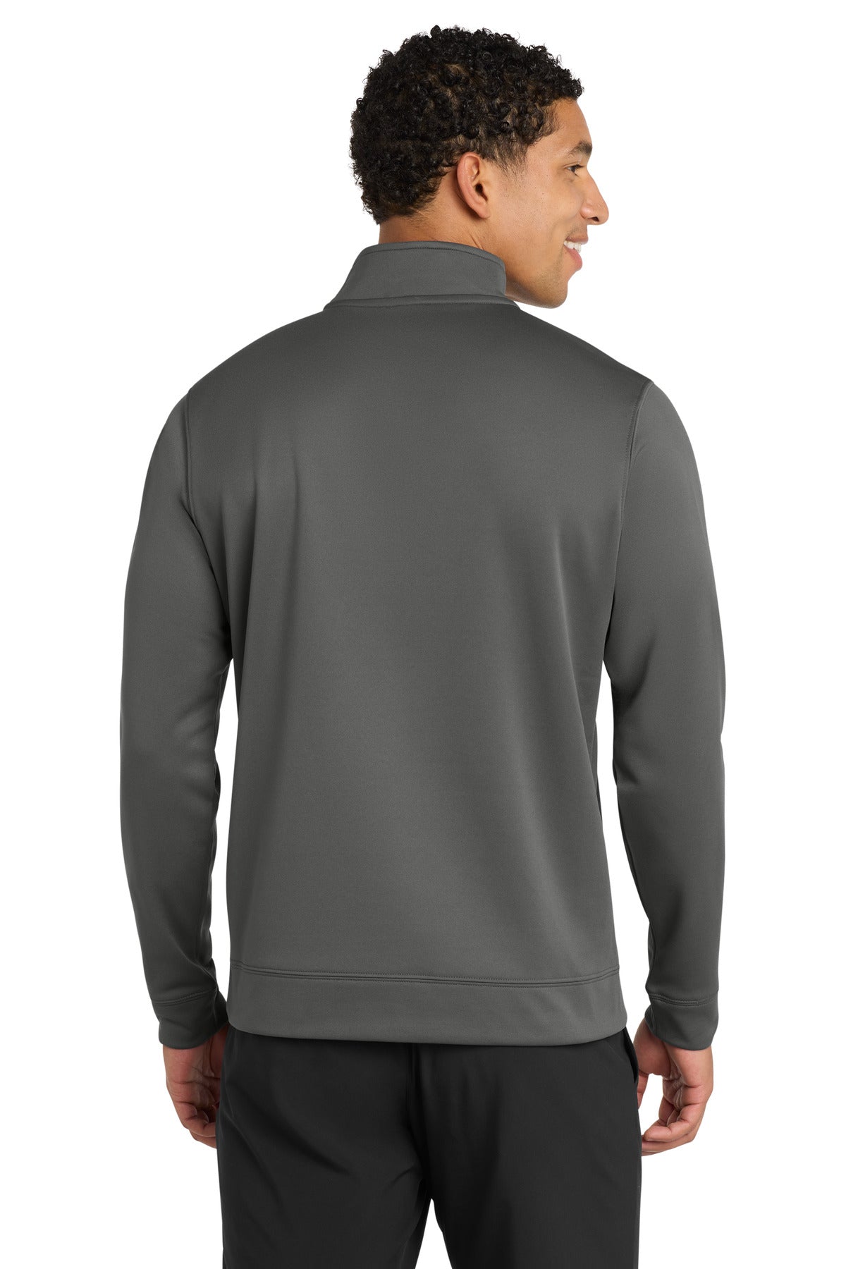 Charcoal Port & Co Performance Fleece 1/4-Zip Pullover Sweatshirt. PC590Q plain