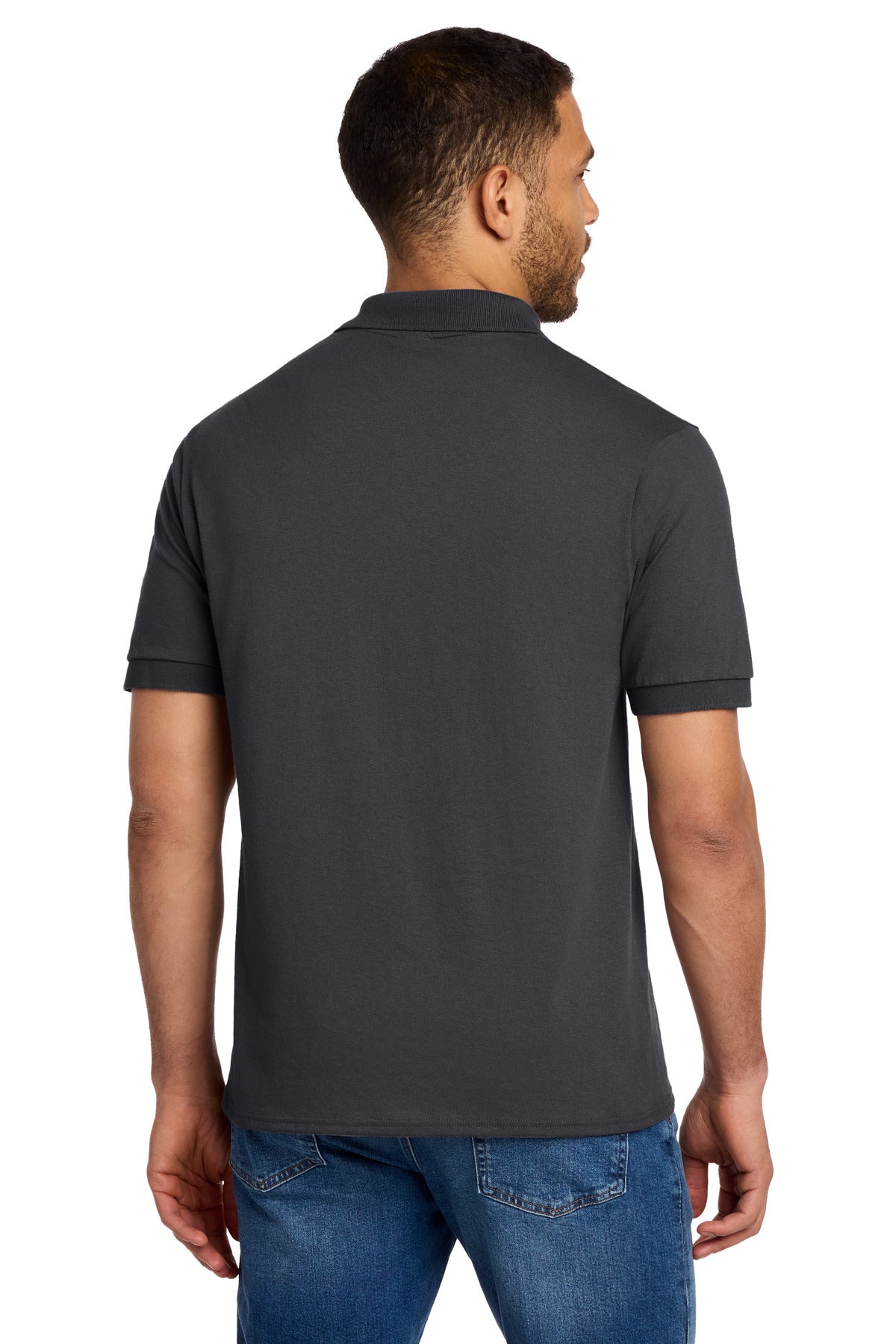 Charcoal Port & Co Tall Core Blend Jersey Knit Polo. KP55T plain