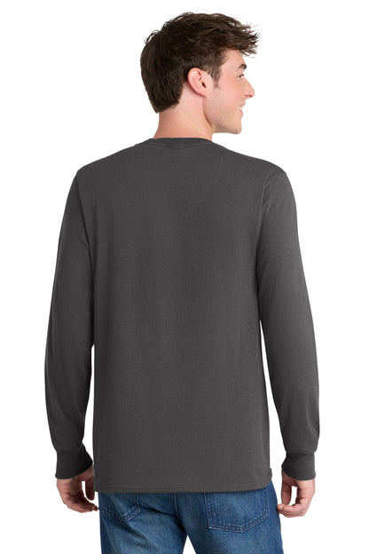 Charcoal Port & Co Tall Long Sleeve Core Blend Tee. PC55LST plain