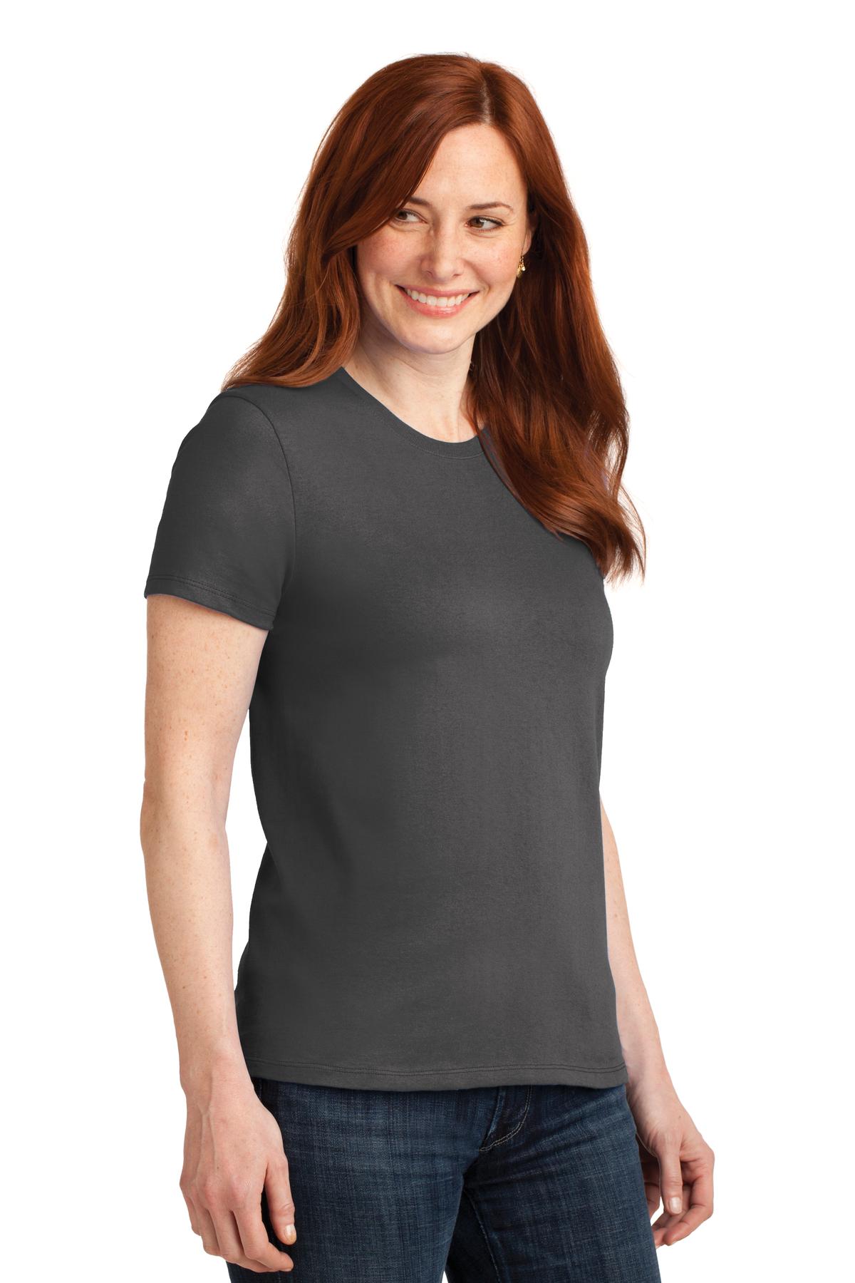 Charcoal Port & Co Women's Core Blend Tee. LPC55 plain