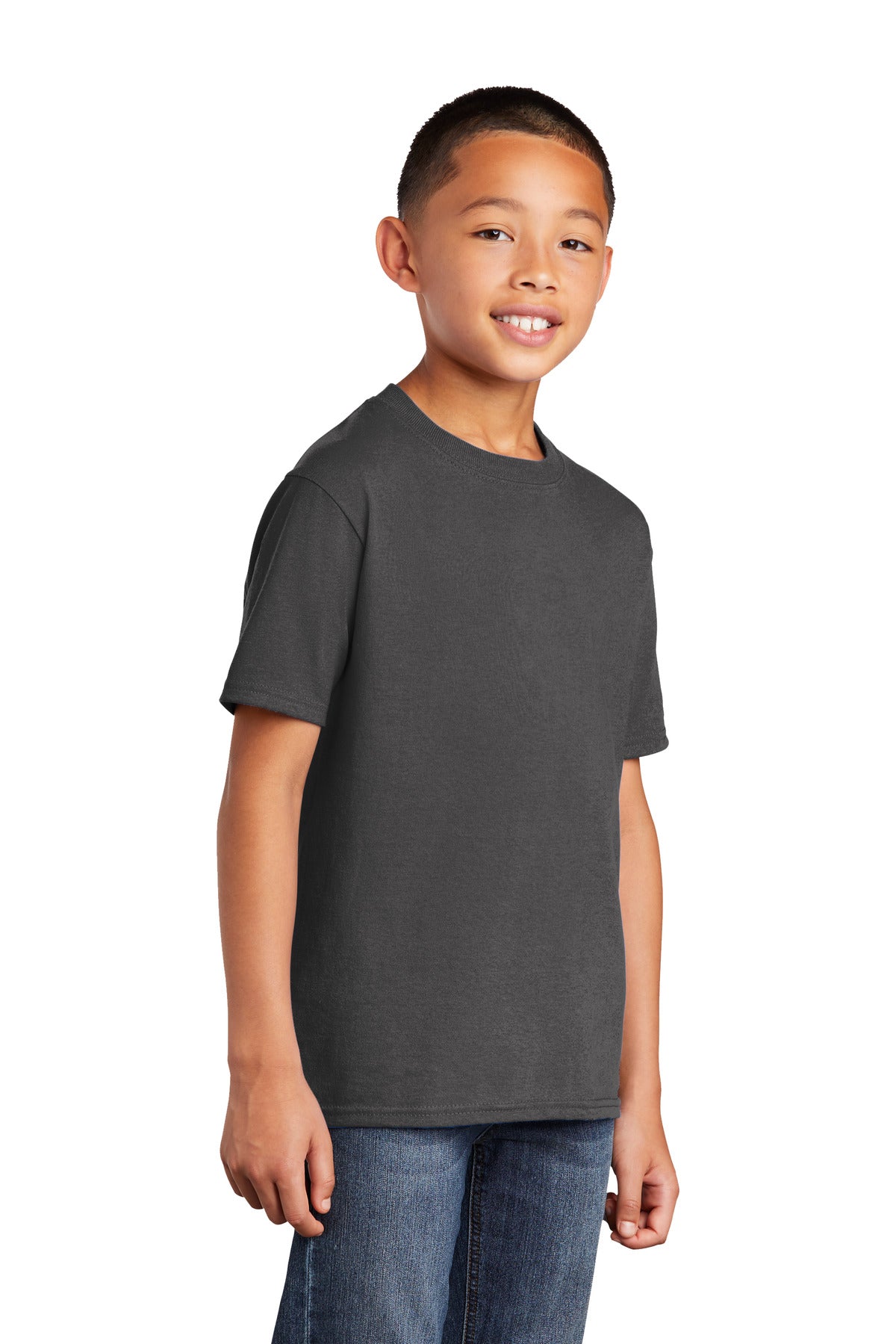 Charcoal Port & Co Youth Core Cotton DTG Tee PC54YDTG plain