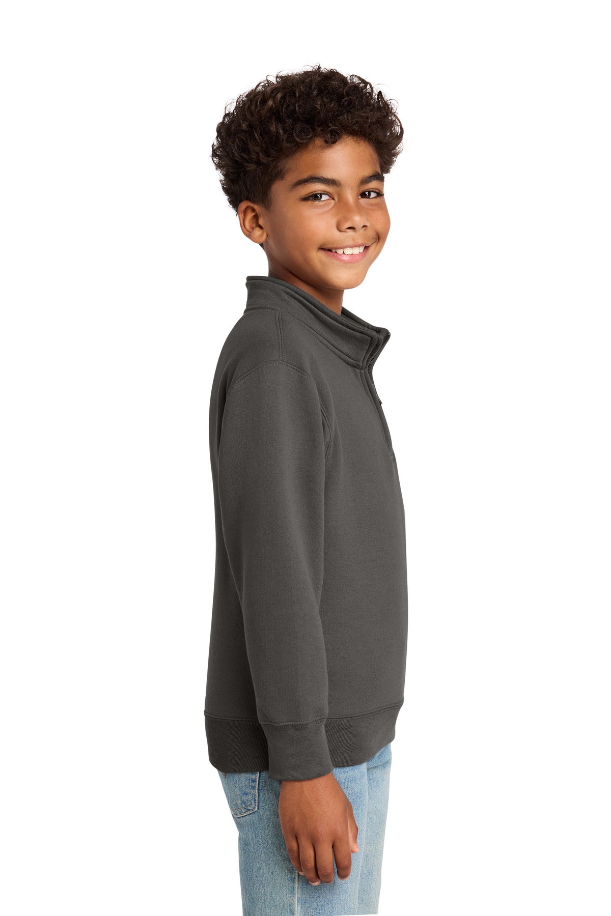 Charcoal Port & Co Youth Core Fleece 1/4-Zip Pullover Sweatshirt PC78YQ plain