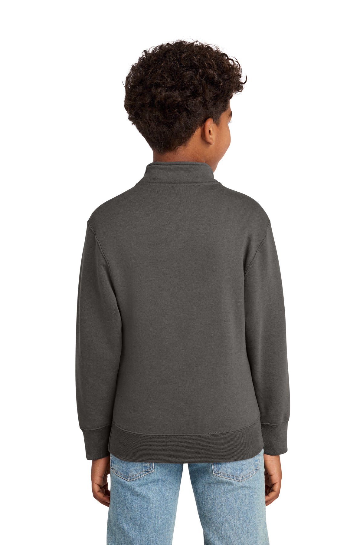 Charcoal Port & Co Youth Core Fleece 1/4-Zip Pullover Sweatshirt PC78YQ plain