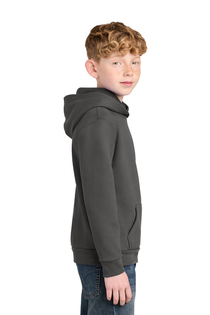 Charcoal Port & Co Youth Easy Fleece Pullover Hooded Sweatshirt PC68YH