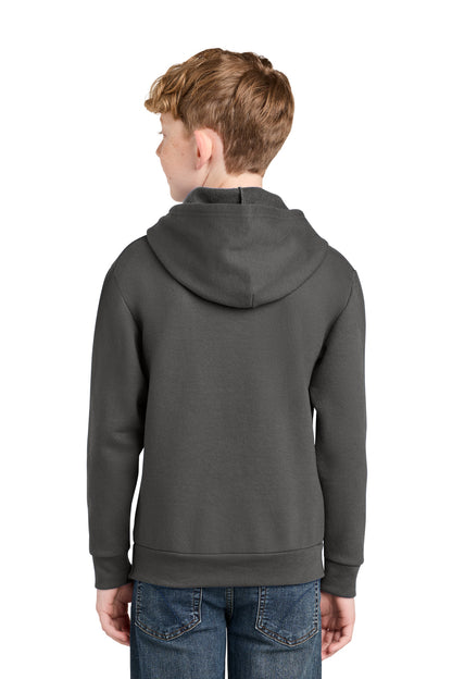 Charcoal Port & Co Youth Easy Fleece Pullover Hooded Sweatshirt PC68YH