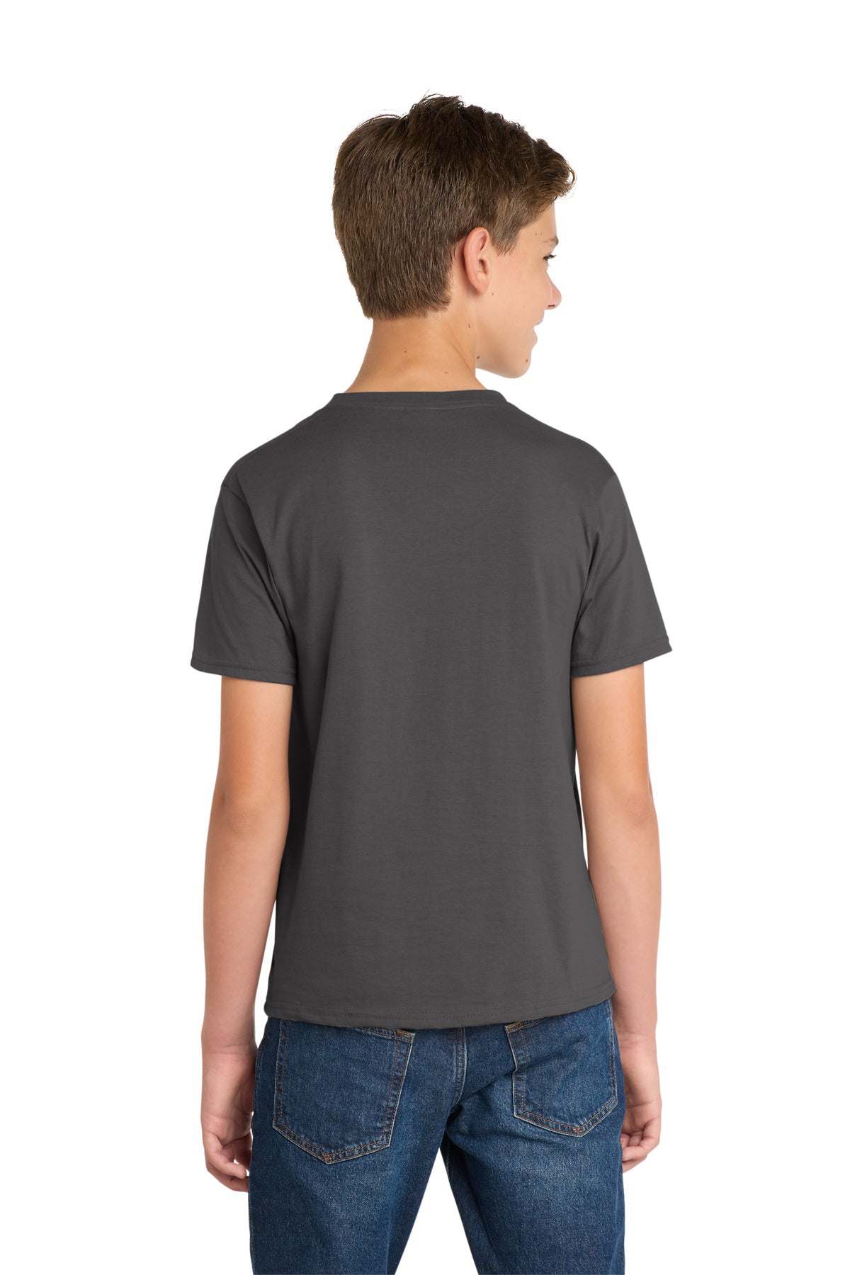 Charcoal Port & Co Youth Fan Favorite Tee. PC450Y plain