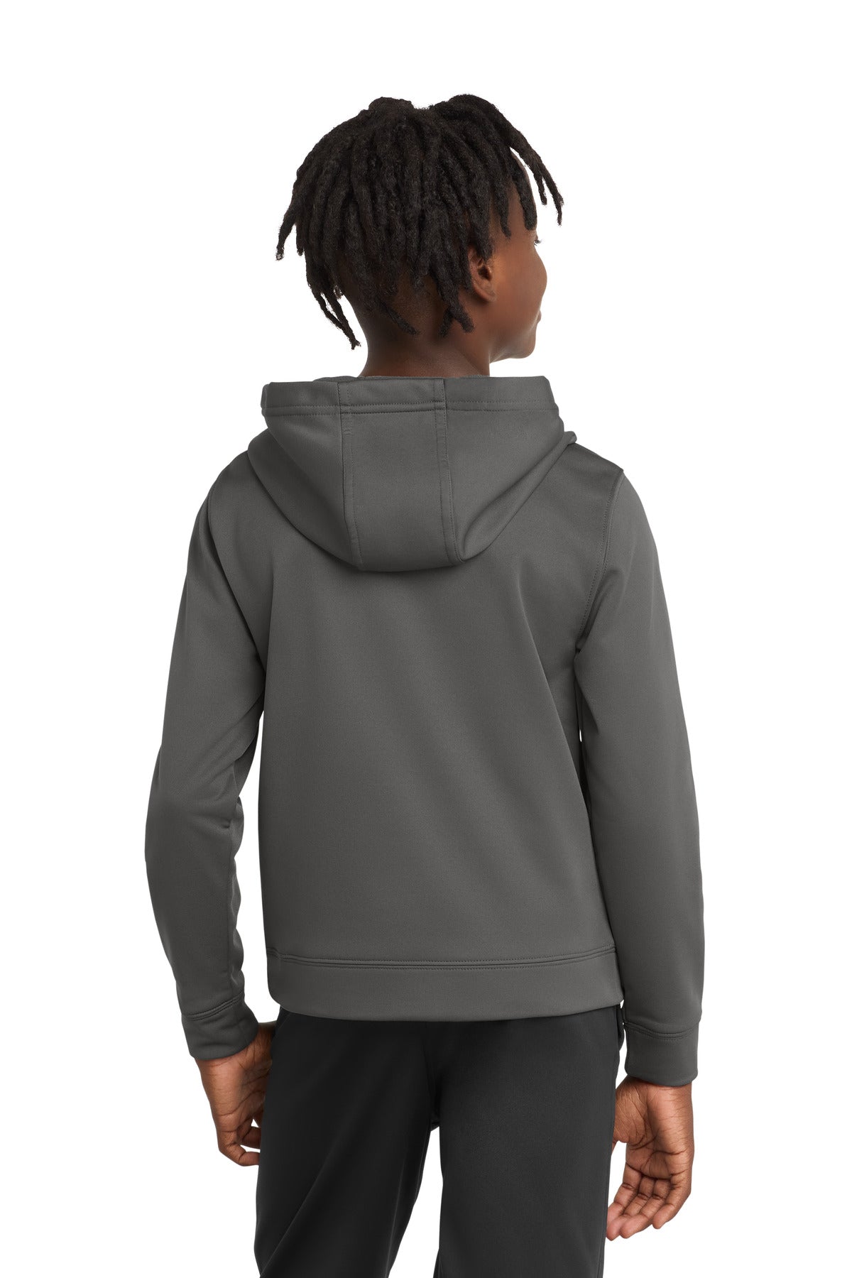 Charcoal Port & Co Youth Performance Fleece Pullover Hooded Sweatshirt. PC590YH plain