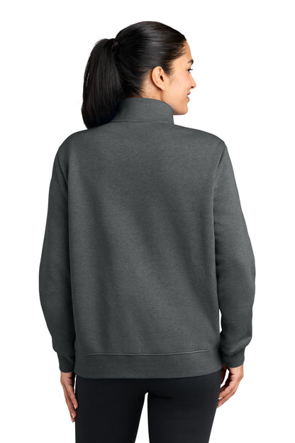 CharcoalHt Nike Women's Club Fleece Sleeve Swoosh 1/2-Zip NKDX6720
