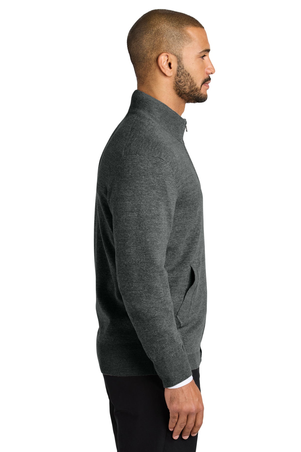 CharcoalHt Port Authority Easy Care Full-Zip Sweater SW2901 plain