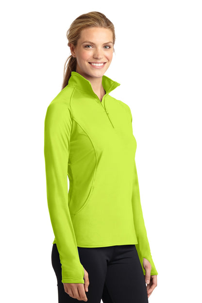 Charge Green Sport-Tek Women's Sport-Wick Stretch 1/4-Zip Pullover. LST850 plain