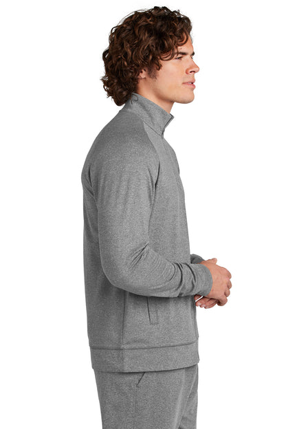 CharGreyHt Sport-Tek Sport-Wick Stretch Full-Zip Cadet Jacket ST857 plain