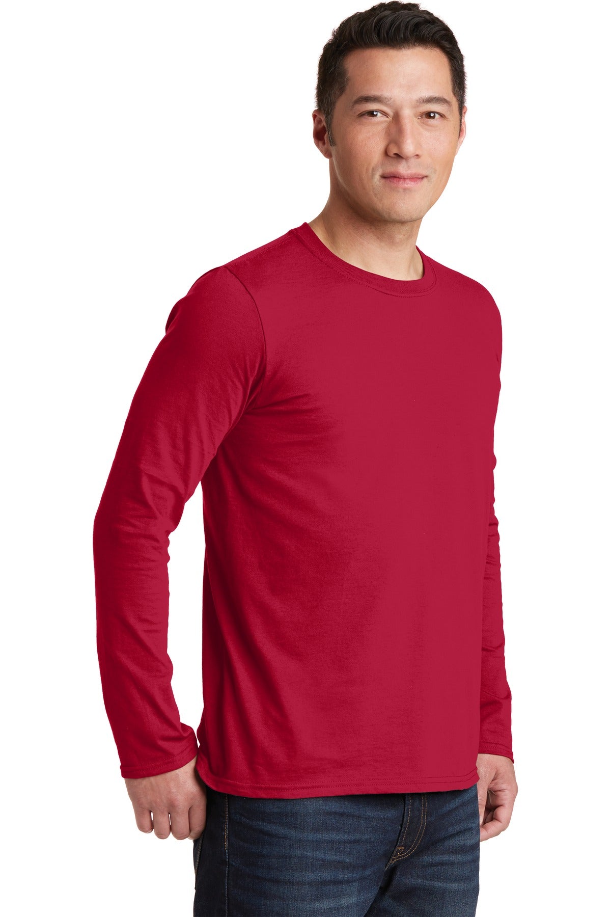 Cherry Red Gildan Softstyle Long Sleeve T-Shirt. 64400 plain