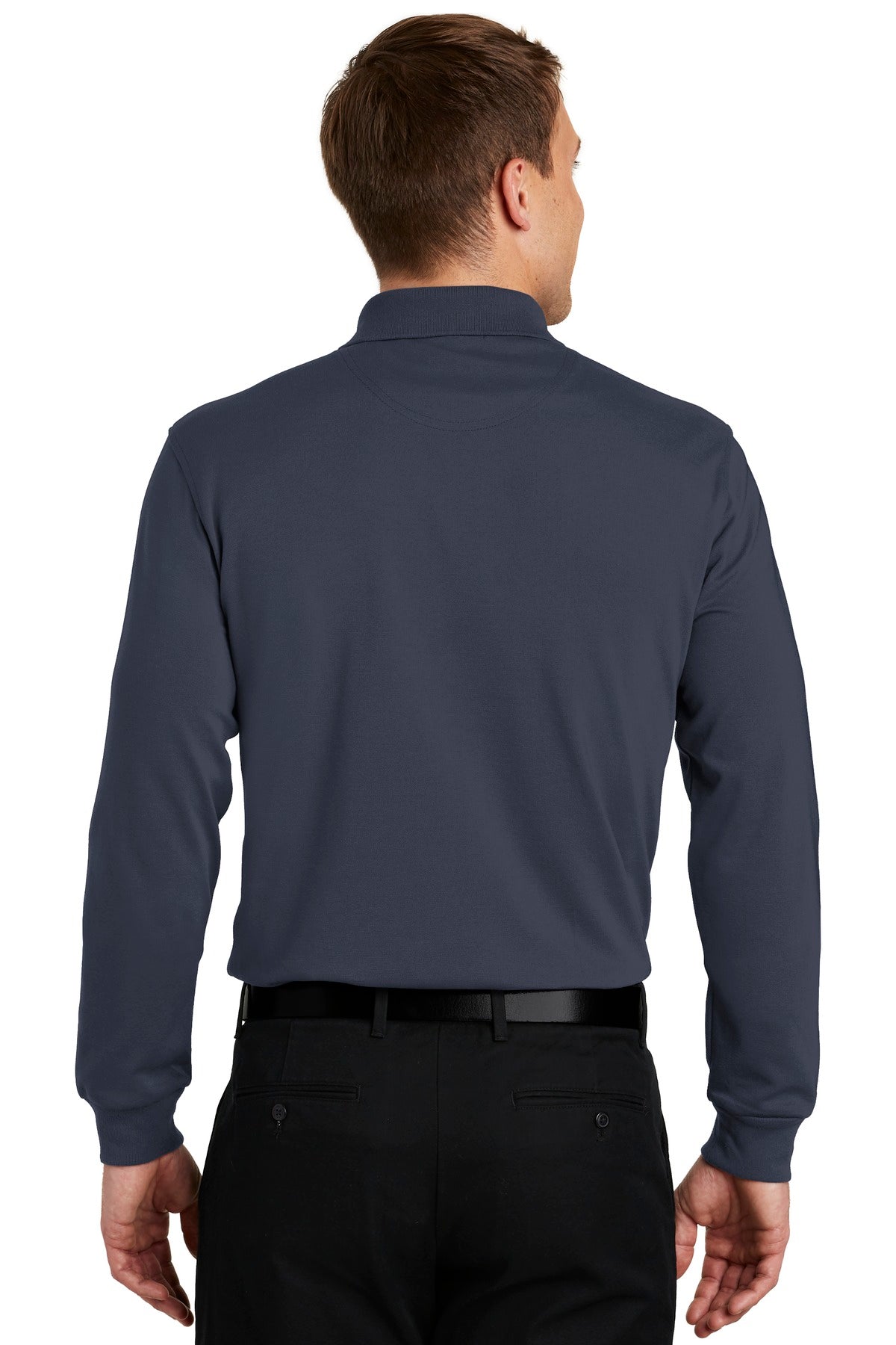 Classic Navy Port Authority Rapid Dry Long Sleeve Polo. K455LS plain