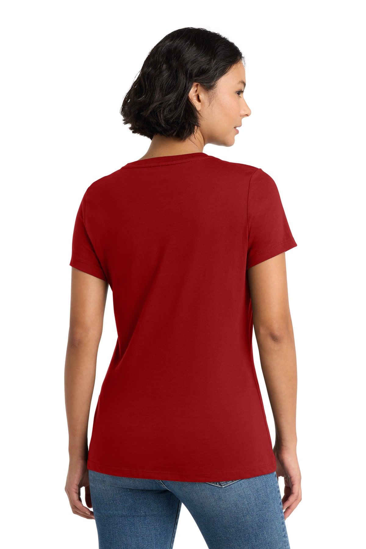 Classic Red District Women's Perfect Weight Tee. DM104L plain