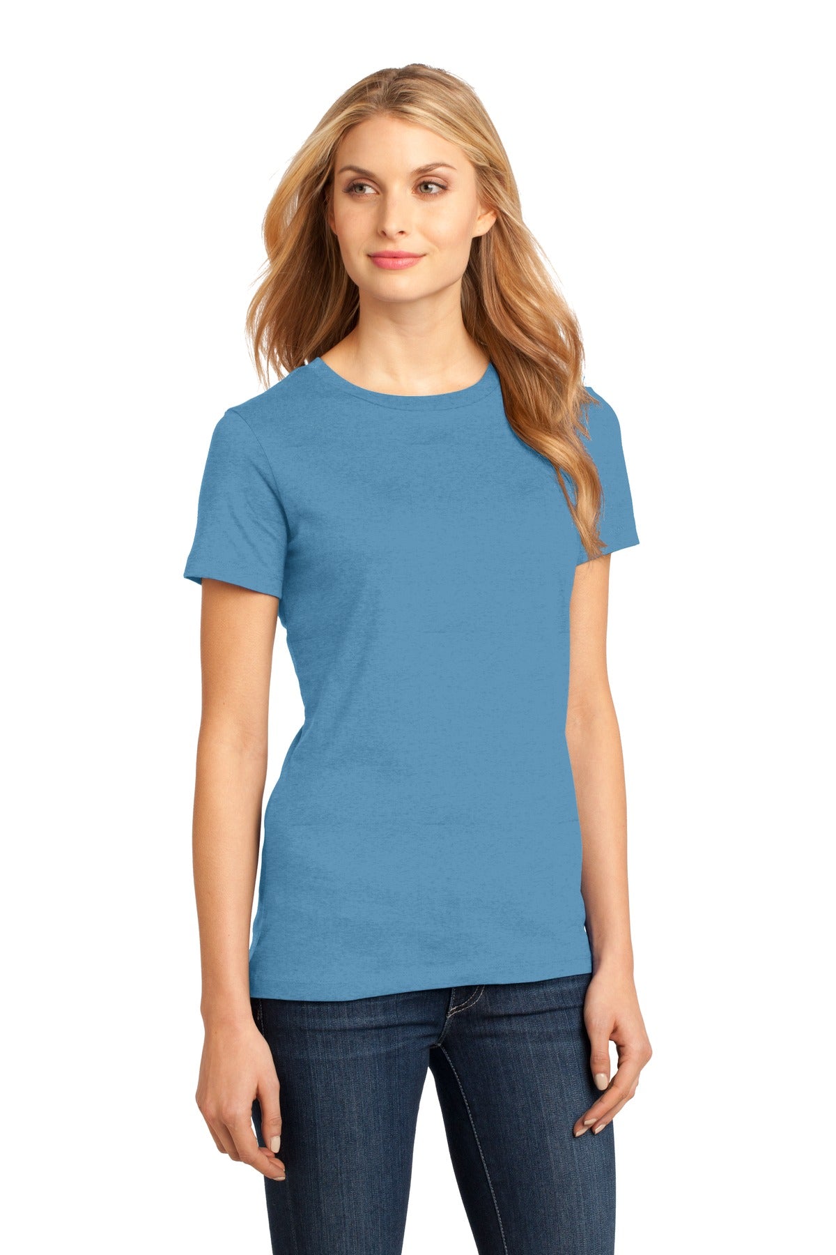Clean Denim District Women's Perfect Weight Tee. DM104L plain