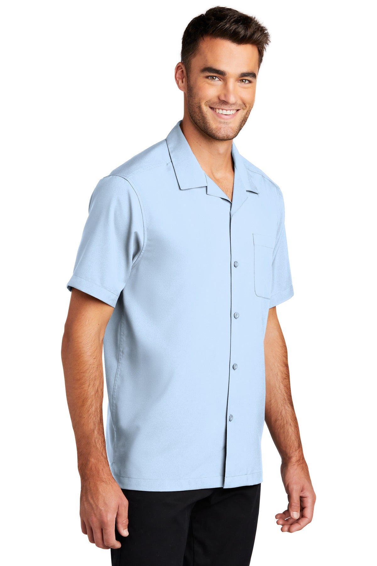 Cloud Blue Port Authority Short Sleeve Performance Staff Shirt W400 plain