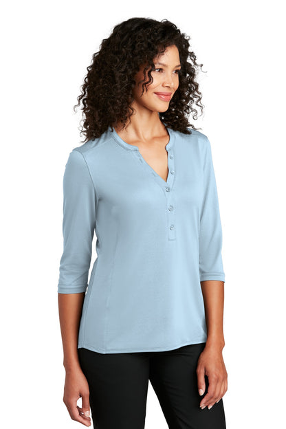 Cloud Blue Port Authority Women's UV Choice Pique Henley LK750 plain