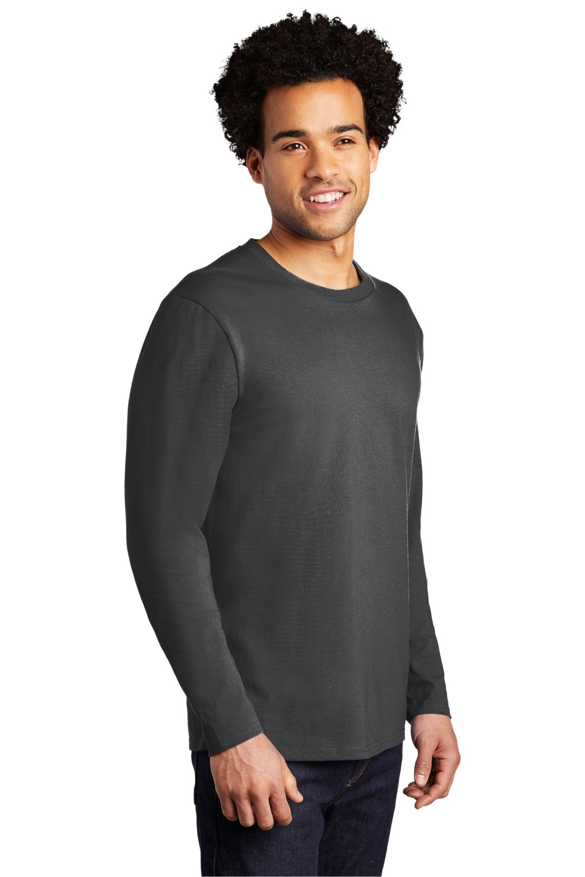 Coal Grey Port & Co Long Sleeve Bouncer Tee PC600LS plain