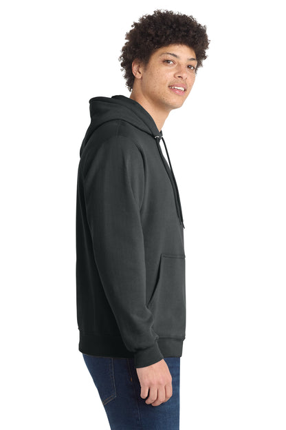 CoalGrey Port & Co Core Fleece Pullover Hooded Sweatshirt. PC78H