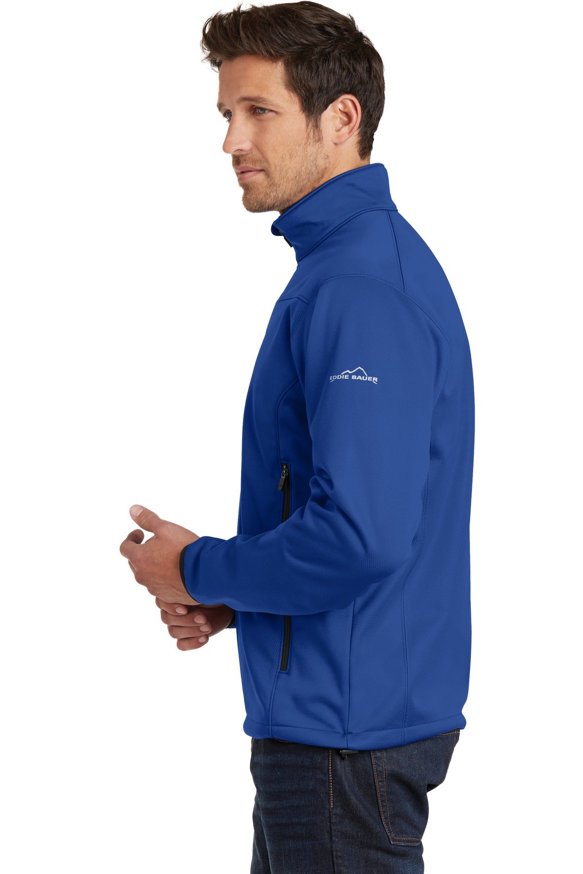 Cobalt Blue Eddie Bauer Weather-Resist Soft Shell Jacket. EB538 plain