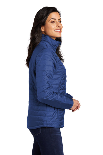 Cobalt Blue Port Authority Women's Packable Puffy Jacket L850 plain