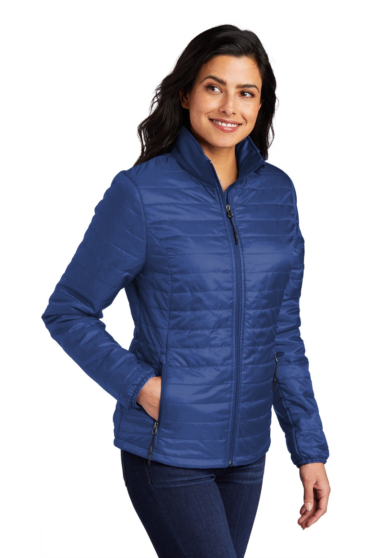 Cobalt Blue Port Authority Women's Packable Puffy Jacket L850 plain